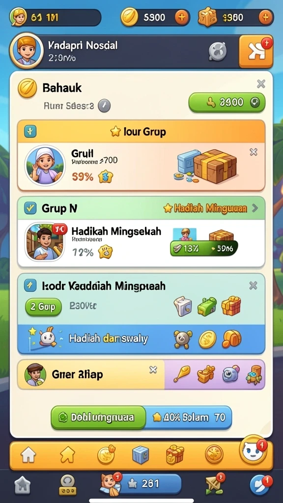 Screenshot kedua menunjukkan tema slot yang variatif dan colorful.