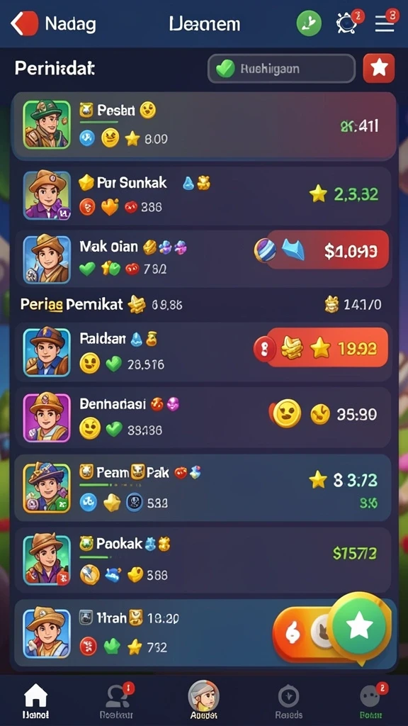 Karakter-karakter unik yang dapat Anda pilih.